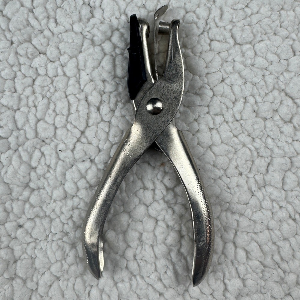 Vintage McGill GEM Single Hole Punch Marengo USA Metal Paper Punch Tool‎